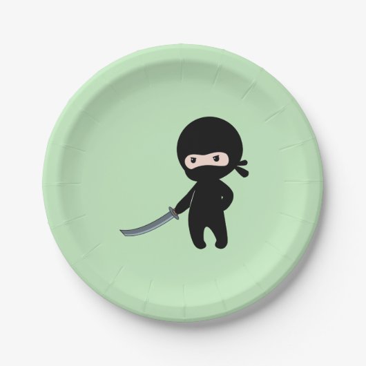 Tiny Angry Ninja auf Green Pappteller (Vorderseite)
