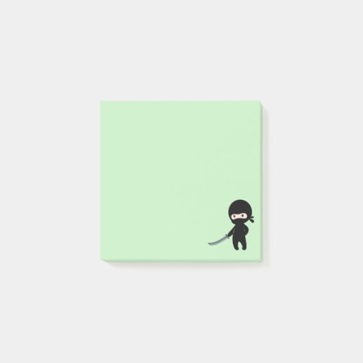 Tiny Angry Ninja auf Green Post-it Klebezettel (Vorderseite)