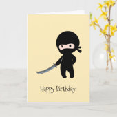 Tiny Angry Ninja auf Yellow Birthday Karte (Gelbe Blume)