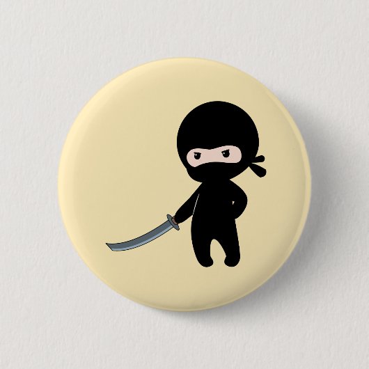 Tiny Angry Ninja auf Yellow Button (Vorderseite)