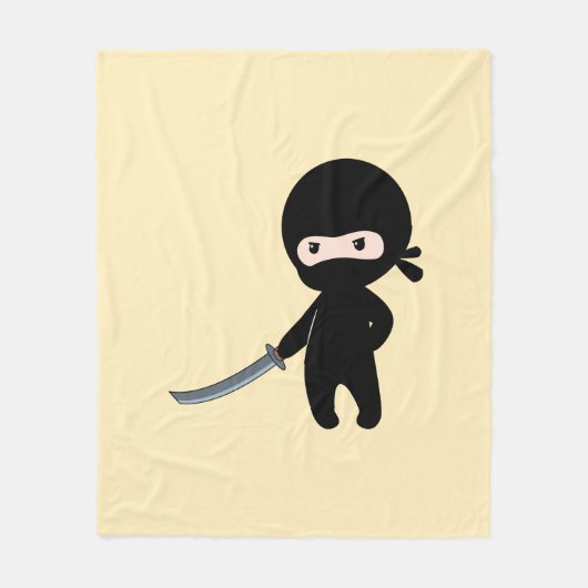 Tiny Angry Ninja auf Yellow Fleecedecke (Vorderseite)
