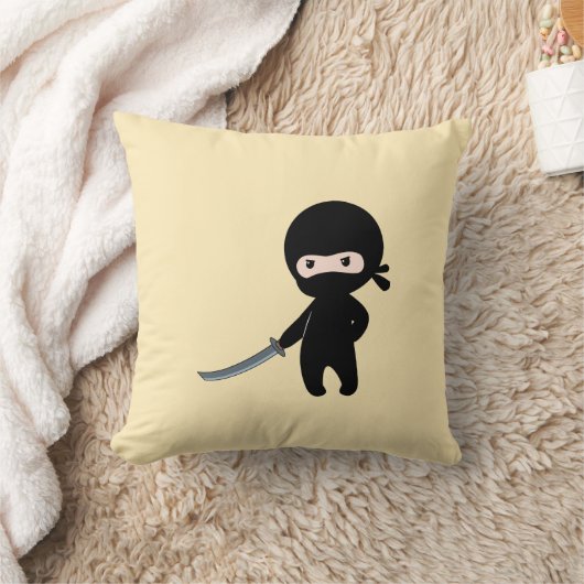 Tiny Angry Ninja auf Yellow Kissen (Decke)