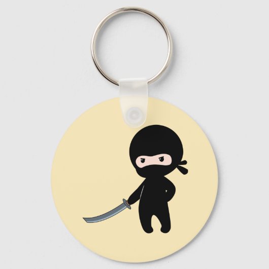 Tiny Angry Ninja auf Yellow Schlüsselanhänger (Vorderseite)