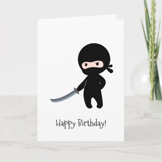 Tiny Angry Ninja Birthday Karte (Vorderseite)