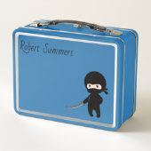 Tiny Angry Ninja Individuelle Name auf Blue Metall Brotdose (Rückseite)