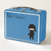 Tiny Angry Ninja Individuelle Name auf Blue Metall Brotdose (Vorderseite)