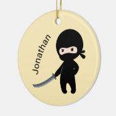 Tiny Angry Ninja, Individuelle Name auf Gelb Keramik Ornament (Links)