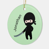 Tiny Angry Ninja, Individuelle Name auf Green Keramik Ornament (Links)