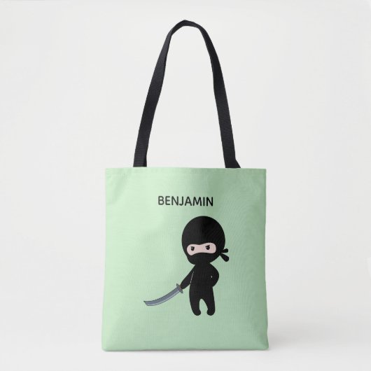 Tiny Angry Ninja Individuelle Name auf Green Tasche (Vorderseite)