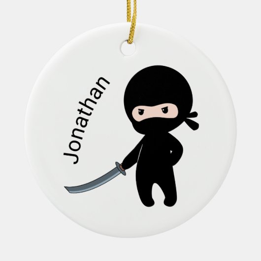 Tiny Angry Ninja, Individuelle Name Keramik Ornament (Vorne)