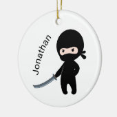 Tiny Angry Ninja, Individuelle Name Keramik Ornament (Links)