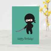 Tiny Angry Ninja zum dunklen grünen Geburtstag Karte (Gelbe Blume)
