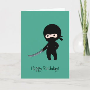Tiny Angry Ninja zum dunklen grünen Geburtstag Karte