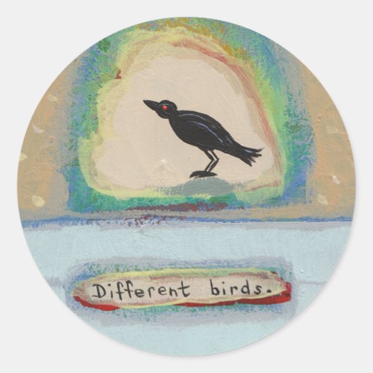 Tiny Art # 602 - Verschiedene Vögel Original-Maler Runder Aufkleber (Vorderseite)