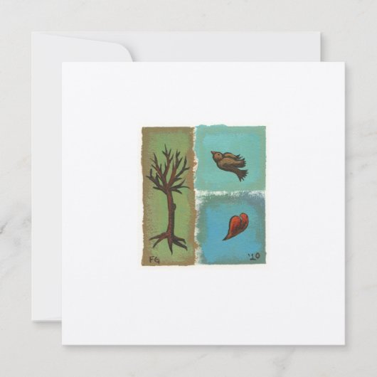 Tiny Art # 606 - Baum, Bird, Herz - Malerei Einladung (Vorderseite)