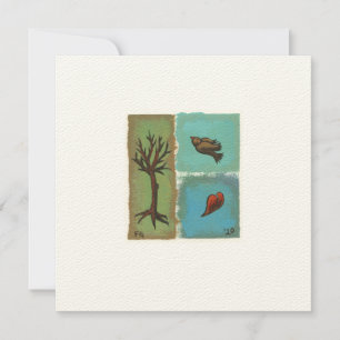 Tiny Art # 606 - Baum, Bird, Herz - Malerei Einladung