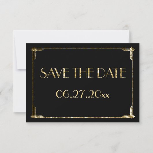 Tiny Art Deco Gold Foil Wedding Save the Date Card (Vorderseite)