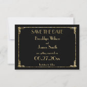 Tiny Art Deco Gold Foil Wedding Save the Date Card (Rückseite)