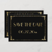 Tiny Art Deco Gold Foil Wedding Save the Date Card (Vorne/Hinten)