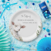 Tiny Baby Lamb und Eukalyptus-Taufe Pappteller (Party)