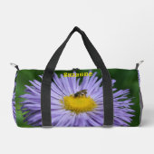Tiny Bee on Lila Aster Blume Personalisiert Duffle Bag (Vorderseite)