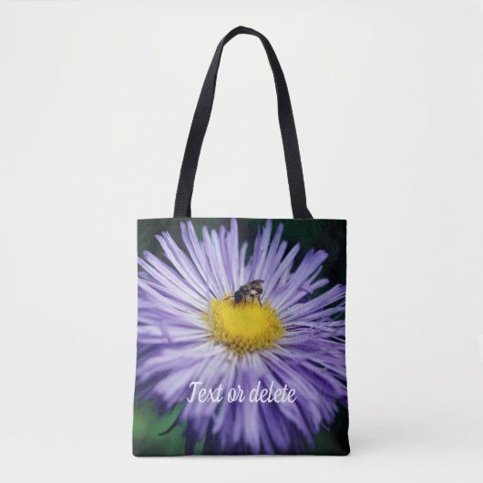 Tiny Bee on Lila Aster Blume Personalisiert Tasche (Vorderseite)