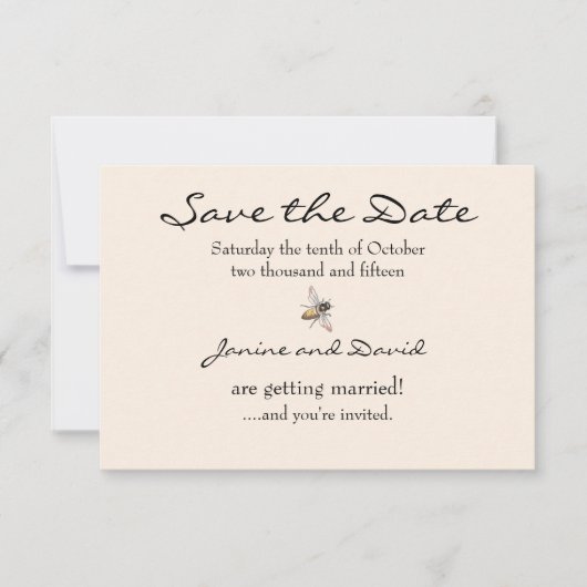 Tiny Bee Wedding Save the Date Card (Vorderseite)