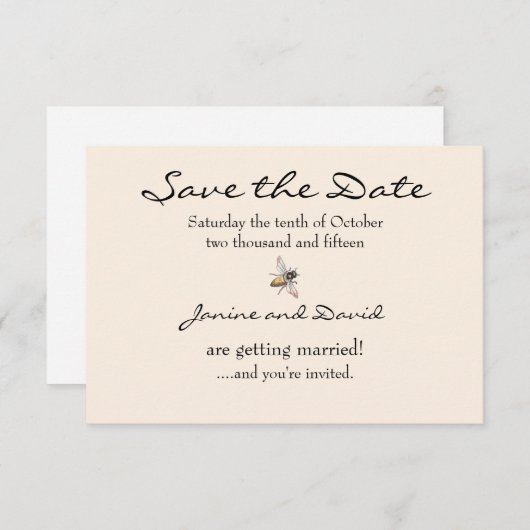Tiny Bee Wedding Save the Date Card (Vorne/Hinten)