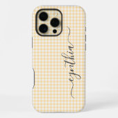 Tiny Beige Gingham Signature iPhone Hülle (Rückseite)
