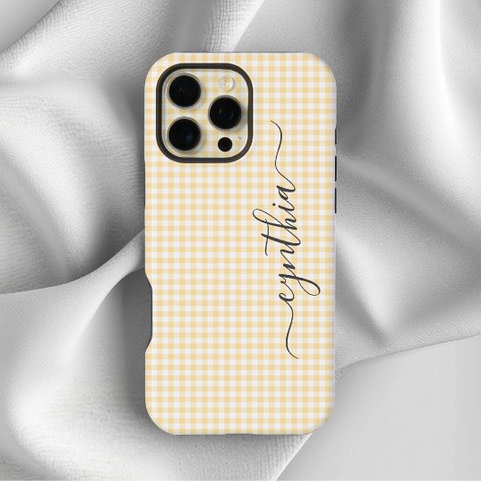 Tiny Beige Gingham Signature iPhone Hülle