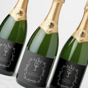 Tiny Bit Older Black Hand Drawn Martini Geburtstag Schaumweinetikett