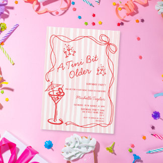 Tiny Bit Older Whimsical Martini Adult Birthday Einladung