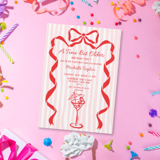 Tiny Bit Older Whimsical Martini Adult Birthday Einladung