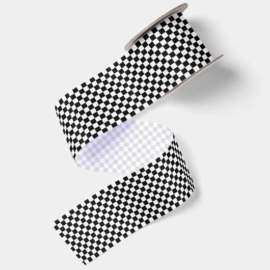 Tiny Black and White Checkered Satinband (Rückseite)