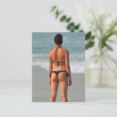 Tiny Black Bikini Foto Postkarte (Stehend Vorderseite)