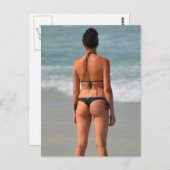 Tiny Black Bikini Foto Postkarte (Vorne/Hinten)