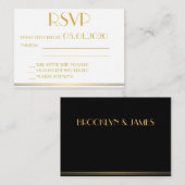 Tiny Black Mit Monogramm Great Gatsby Wedding RSVP Begleitkarte (Vorne/Hinten)