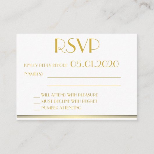 Tiny Black Mit Monogramm Great Gatsby Wedding RSVP Begleitkarte (Vorderseite)