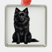 TINY BLACK SCHIPPERKE PUPPY HUND ORNAMENT AUS METALL (Vorne)