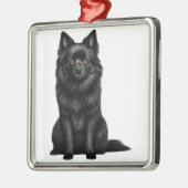 TINY BLACK SCHIPPERKE PUPPY HUND ORNAMENT AUS METALL (Links)