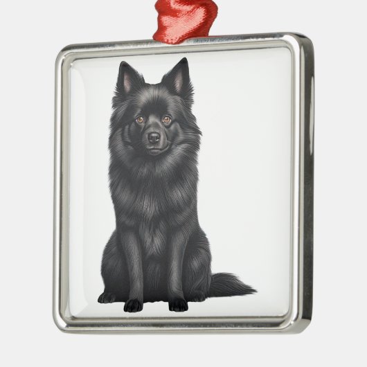 TINY BLACK SCHIPPERKE PUPPY HUND ORNAMENT AUS METALL (Links)