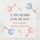 Tiny Blessing is on the Way Pregnancy Announcement Weinetikett (Einzelnes Label)