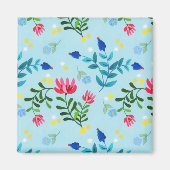Tiny Bloom Blue Flowers Spring Garden Magnet (Vorne)