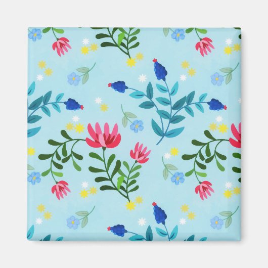 Tiny Bloom Blue Flowers Spring Garden Magnet (Vorne)