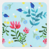 Tiny Bloom Blue Flowers Spring Garden Quadratischer Aufkleber (Vorderseite)