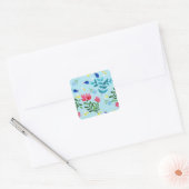 Tiny Bloom Blue Flowers Spring Garden Quadratischer Aufkleber (Umschlag)