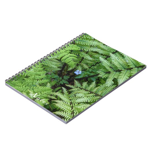 Tiny Blue Blume und Ostrich Fern Floral Notizblock (Linke Seite)