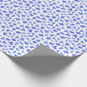 Tiny Blue Blumen auf Weiß Geschenkpapier (Ecke)