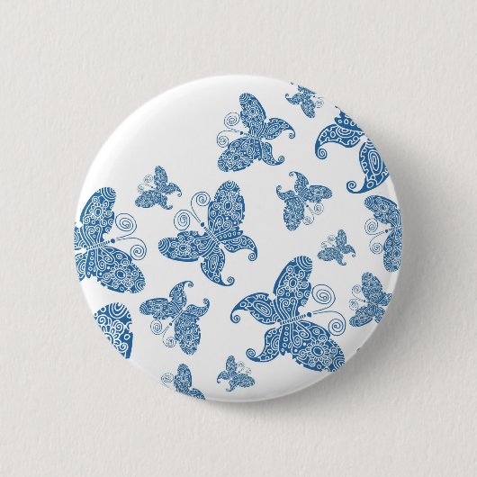 Tiny Blue Butterflies Button (Vorderseite)
