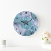 Tiny Blue Flowers Wall Clock Große Wanduhr (Zuhause)
